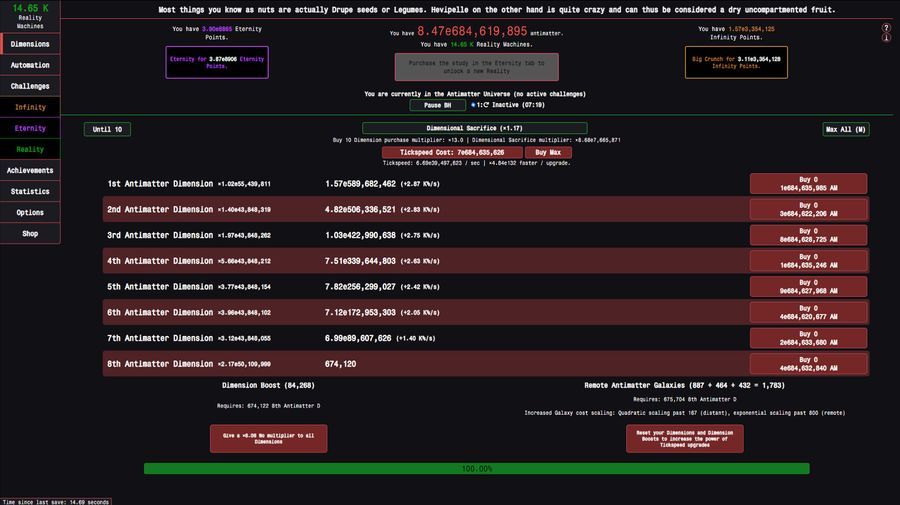 Antimatter Dimensions screenshot 1